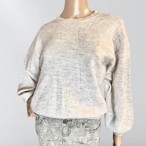 ASOS Design Cream / Tan Knit Puff Sleeve Sweater - Picture 1 of 3